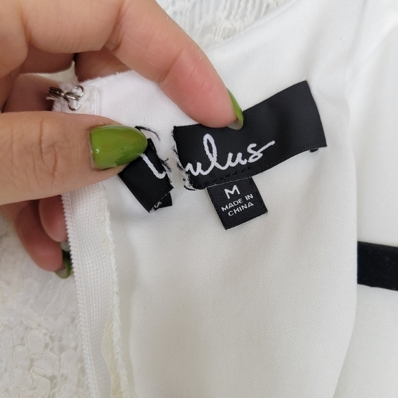 Lulu’s Take Me to Brunch Dress Lace Shift Scalloped Dress Medium - Picture 9 of 13